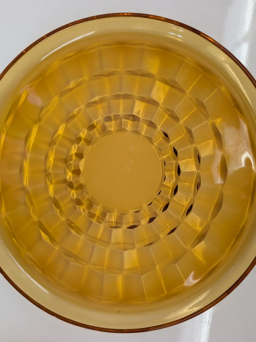 Set of 4 Vintage Federal Glass Windsor Amber Dinner Plates 9